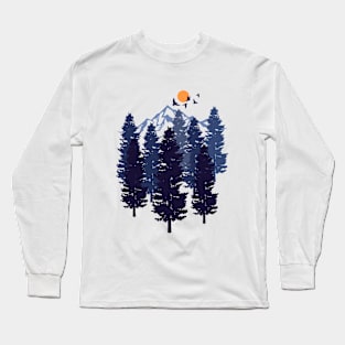 tress and mountains scenery Long Sleeve T-Shirt